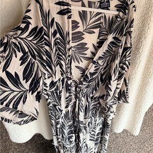 Angie Monochrome Leaf Pattern Dress